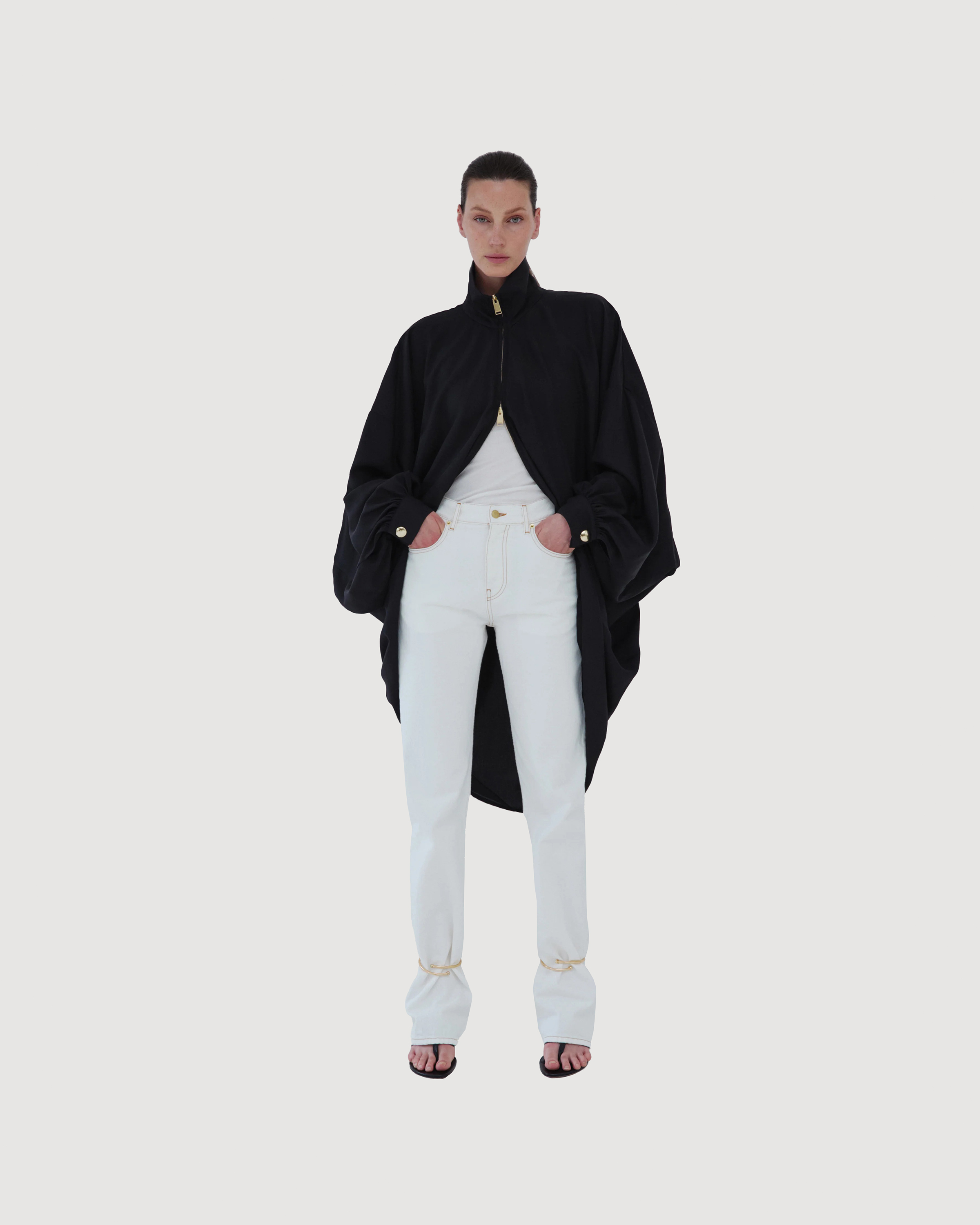 Straight-leg fitted denim with cuff detailing